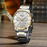 Curren 8435 Orginal Watch For Watch-Golden Silver and White