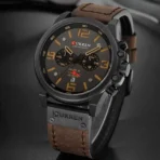 Orginal Curren 8314 Leather Wrist Watch For Men–Brown and Gray