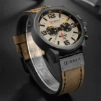 Orginal Curren 8314 Leather Wrist Watch For Men–Brown and Gray