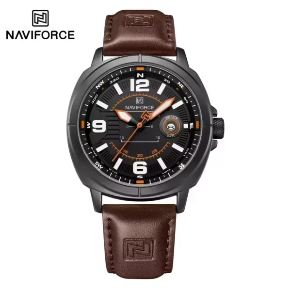 Naviforce 8078 Watch For Men-Coffee Black