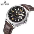 Naviforce 8078 Watch For Men-Coffee Silver Black - Image 2