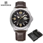 Naviforce 8078 Watch For Men-Coffee Silver Black