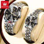 Olves 9931 Couple Watch-Golden Silver Black
