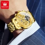 Olevs 9965 Automatic Mechanical Watch for Men-Full Golden - Image 2
