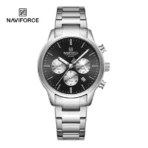 Naviforce 8076 Watch For Men -Silver Black