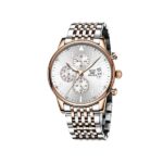 OLEVS 2869 Luxury Chronograph Stainless Steel Business Series Men’s Wristwatch- Silver Blue