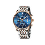 OLEVS 2869 Luxury Chronograph Stainless Steel Business Series Men’s Wristwatch- Silver Blue