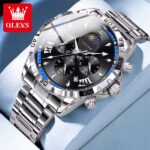 OLEVS 2949 Chronograph Stainless Steel Men’s Watch-Silver Black