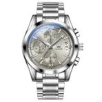 OLEVS 2987 Men’s Stainless Steel Luxury Quartz Watch-Silver and Gray