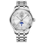 OLEVS 3638 Mens Quartz Moonphase Watch-Full Silver