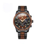 OLEVS 3645 Wooden Chronograph Stainless Steel Men’s Watch-Black - Image 3