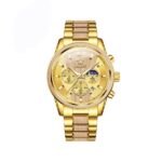 OLEVS 3645 Wooden Chronograph Stainless Steel Men’s Watch-Gold
