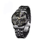 OLEVS 3673 Moon Chronograph Stainless Steel Men’s Watch- Black