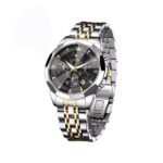 OLEVS 3673 Moon Chronograph Stainless Steel Men’s Watch-Silver Black