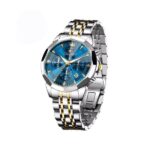 OLEVS 3673 Moon Chronograph Stainless Steel Men’s Watch-Silver Blue