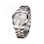 OLEVS 3673 Moon Chronograph Stainless Steel Men’s Watch-Silver White