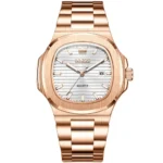 OLEVS 3696 Luxury Mens Quartz Watch-Rose Gold and White