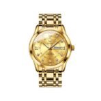 OLEVS 5513 Stainless Steel Luminous Quartz Men watch- Gold
