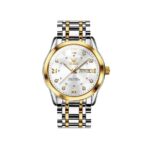 OLEVS 5513 Stainless Steel Luminous Quartz Men watch- Silver Gold