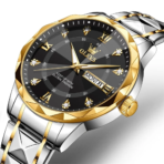 Olevs 5609 Watch For Men-Sliver Gold Black