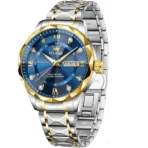 Olevs 5609 Watch For Men-Sliver Gold Blue - Image 2