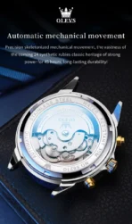 OLEVS 6621 Mens Automatic Chronograph Watch-Golden Silver and Black - Image 4