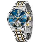 OLEVS 6621 Mens Automatic Chronograph Watch-Golden Silver and Blue - Image 2