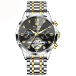 OLEVS 6620 Mens Automatic Chronograph Watch-Golden Silver and Black