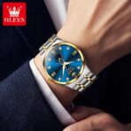 OLEVS 7069 Mechanical Business Class Men’s Watch-Gold Blue - Image 2