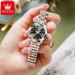 OLEVS 9931 Watch For Woman-Golden Silver and Black