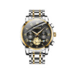 Olevs 2859 Luxury Business Chronograph Men’s Watch – Silver Gold & Black