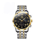 Olevs 5529 Chronograph Watch For Men – Silver Gold & Black