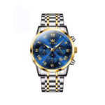 Olevs 5529 Chronograph Watch For Men – Silver Gold & Blue