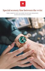 Olevs 5536 Watch For Woman–Rose Gold Green - Image 3