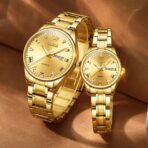 Olevs 5563 Couple Wrist Watch-Golden - Image 2