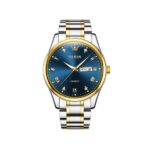 Olevs 5563G Stainless Steel Watch for Men – Silver Gold & Blue