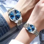 Olves 9931 Couple Watch-Golden Silver Blue - Image 2
