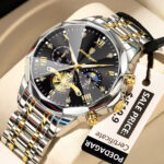 POEDAGAR 938 Watch For Men–Silver Gold And Black