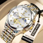 POEDAGAR 938 Watch For Men–Silver Gold White