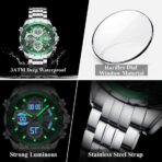 Poedagor E108 Duel tine Watch For Men-Silver Green