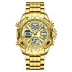 Poedagor E108 Duel tine Watch For Men-Silver golden