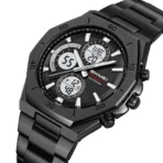 SKMEI 2452 Luxury Active Chronograph Luminous Stainless Steel Men’s Quartz Watch-Black