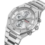 SKMEI 2452 Luxury Active Chronograph Luminous Stainless Steel Men’s Quartz Watch-Full Silver