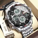 Poedagor E108 Watch For Men-Silver Black