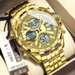 Poedagor E108 Watch For Men-Full Golden