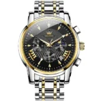 OLEVS 2892 Chronograph Luxury Mens Watch-Golden Silver and Black