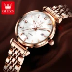Olevs 5536 Watch For Woman–Rose Gold White