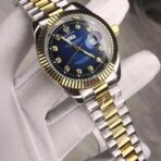 Rolex 5003 Golden Silver Stoneless and Blue dial for Mens