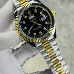 Rolex 5004 Golden Silver Stoneless and Black dial for Mens