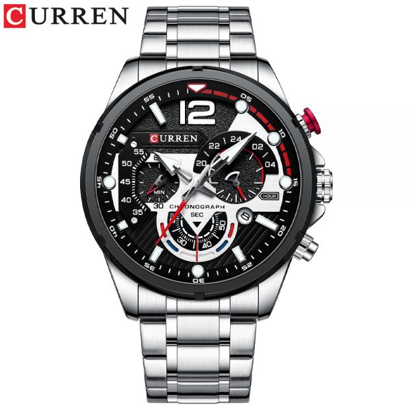CURREN 8395 Luxury Brand Watch for Men – Silver & Black
